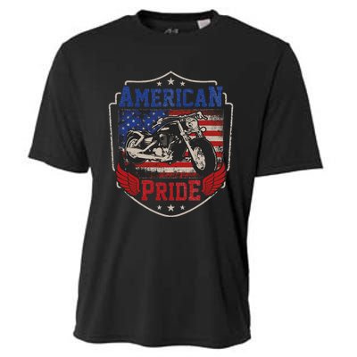 American Motorcycle Pride Vintage Proud biker 4th of July Cooling Performance Crew T-Shirt