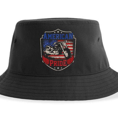 American Motorcycle Pride Vintage Proud biker 4th of July Sustainable Bucket Hat