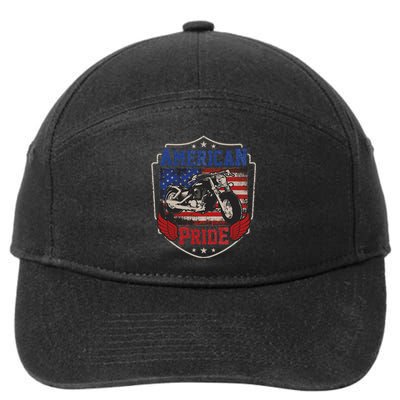 American Motorcycle Pride Vintage Proud biker 4th of July 7-Panel Snapback Hat