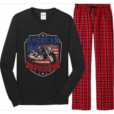 American Motorcycle Pride Vintage Proud biker 4th of July Long Sleeve Pajama Set