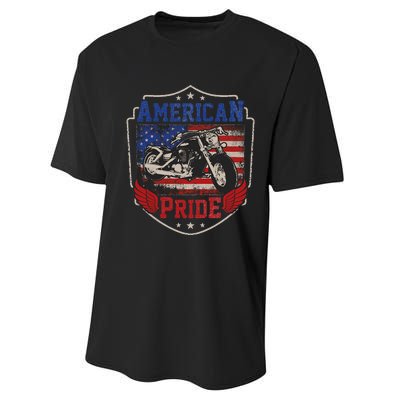 American Motorcycle Pride Vintage Proud biker 4th of July Performance Sprint T-Shirt