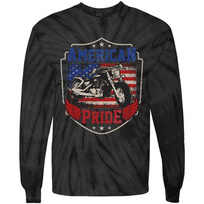 American Motorcycle Pride Vintage Proud biker 4th of July Tie-Dye Long Sleeve Shirt