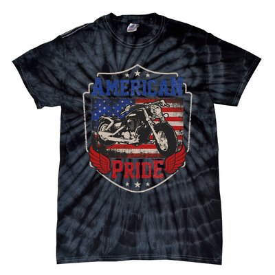 American Motorcycle Pride Vintage Proud biker 4th of July Tie-Dye T-Shirt