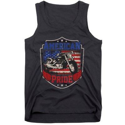 American Motorcycle Pride Vintage Proud biker 4th of July Tank Top