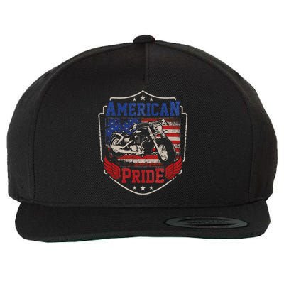 American Motorcycle Pride Vintage Proud biker 4th of July Wool Snapback Cap