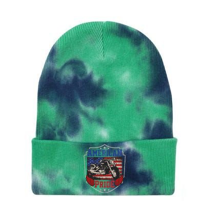 American Motorcycle Pride Vintage Proud biker 4th of July Tie Dye 12in Knit Beanie