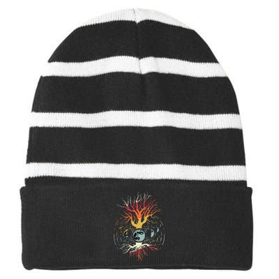 Astrology Moon Phases Life Trees Astronomy Striped Beanie with Solid Band