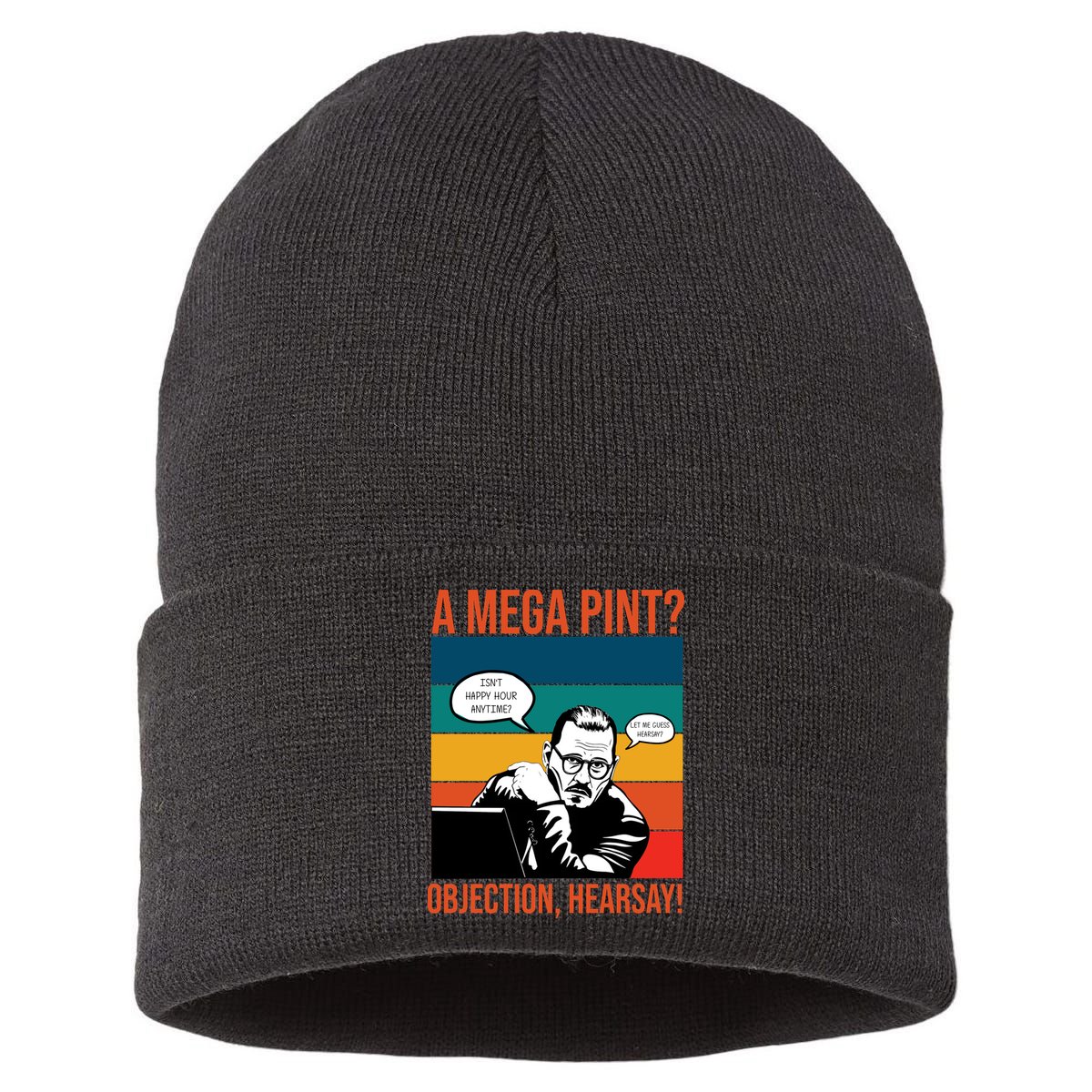 A Mega Pint Objection Hearsay Johnny Depp Retro Sunset Sustainable Knit Beanie