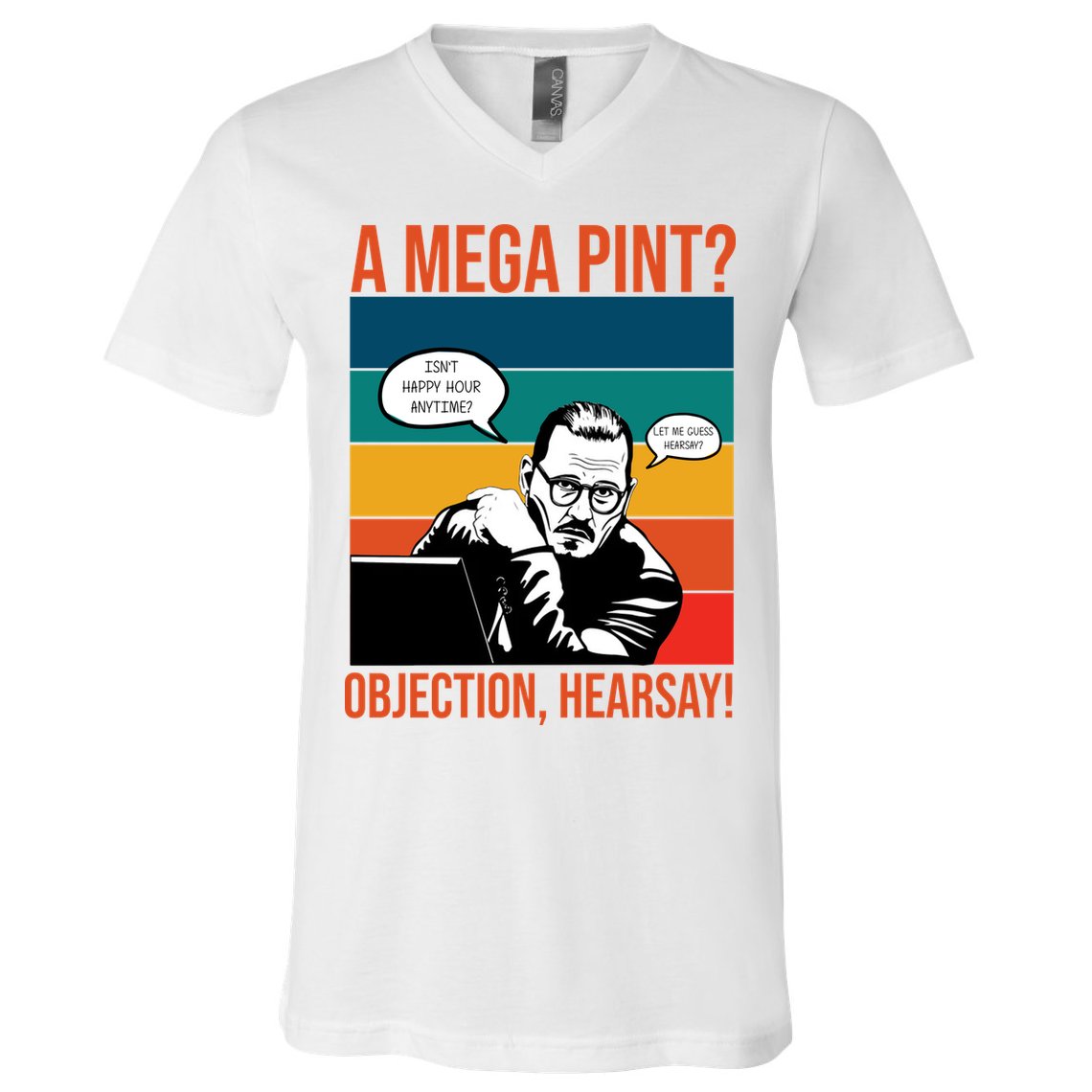 A Mega Pint Objection Hearsay Johnny Depp Retro Sunset V-Neck T-Shirt