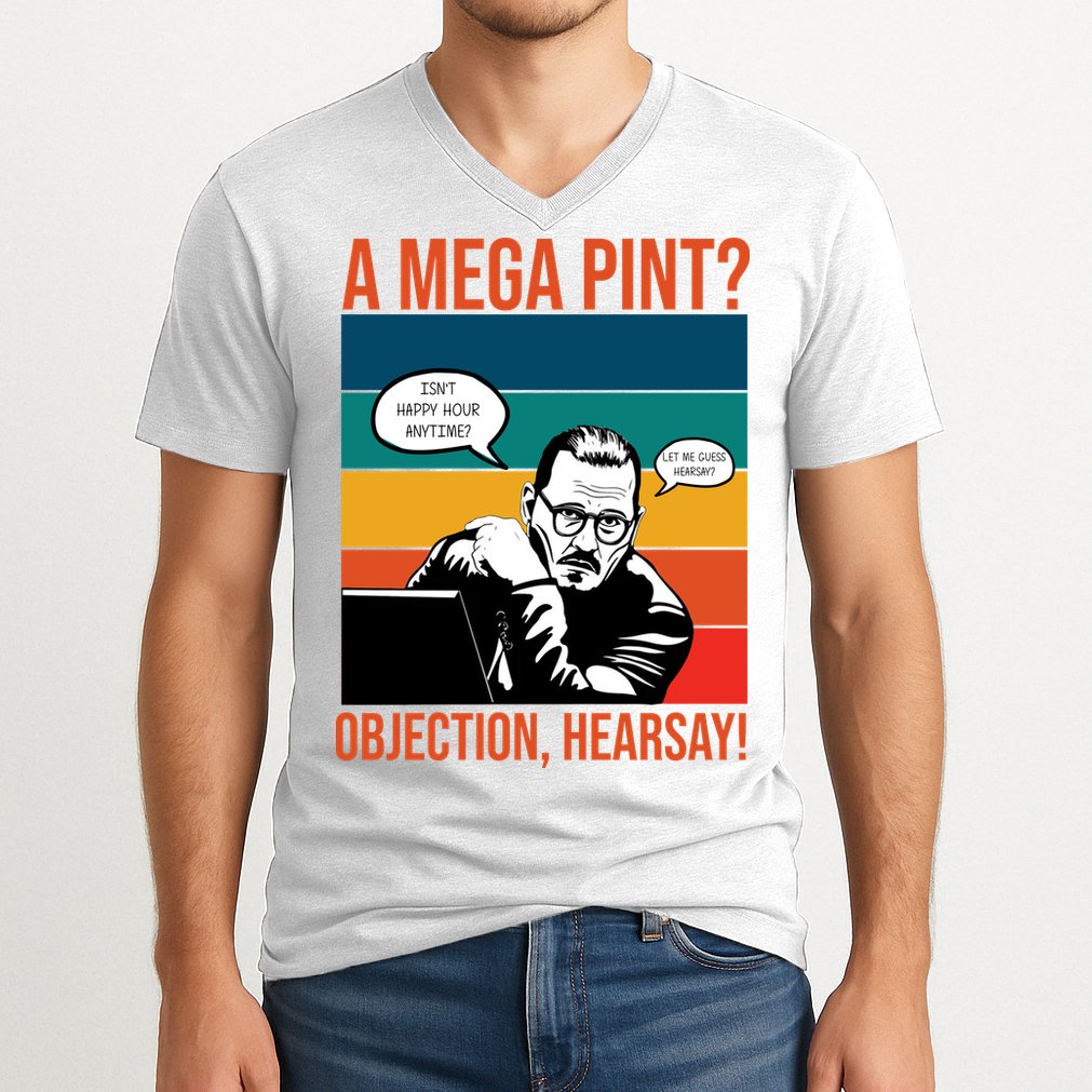 A Mega Pint Objection Hearsay Johnny Depp Retro Sunset V-Neck T-Shirt