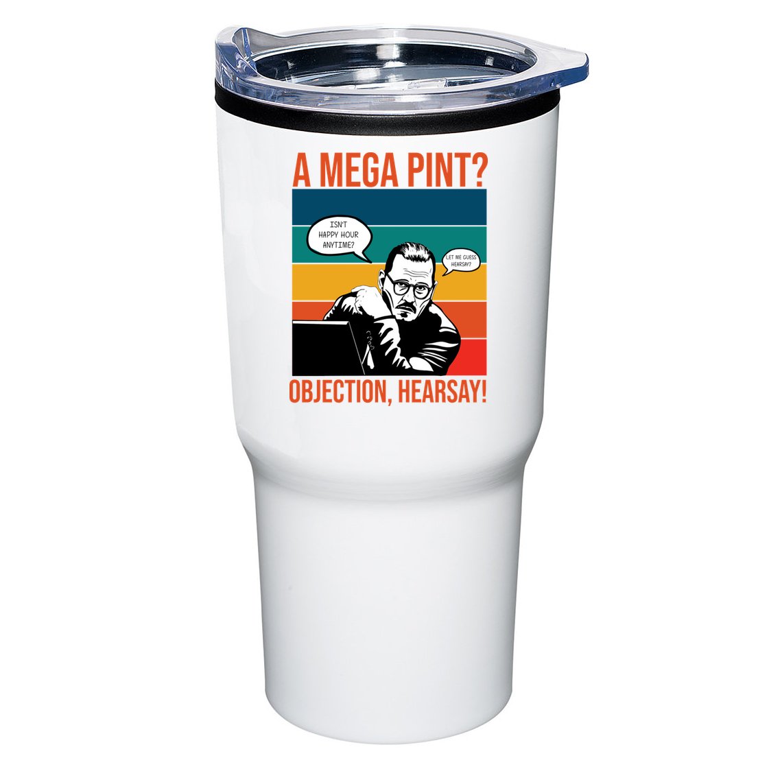 A Mega Pint Objection Hearsay Johnny Depp Retro Sunset Tumbler