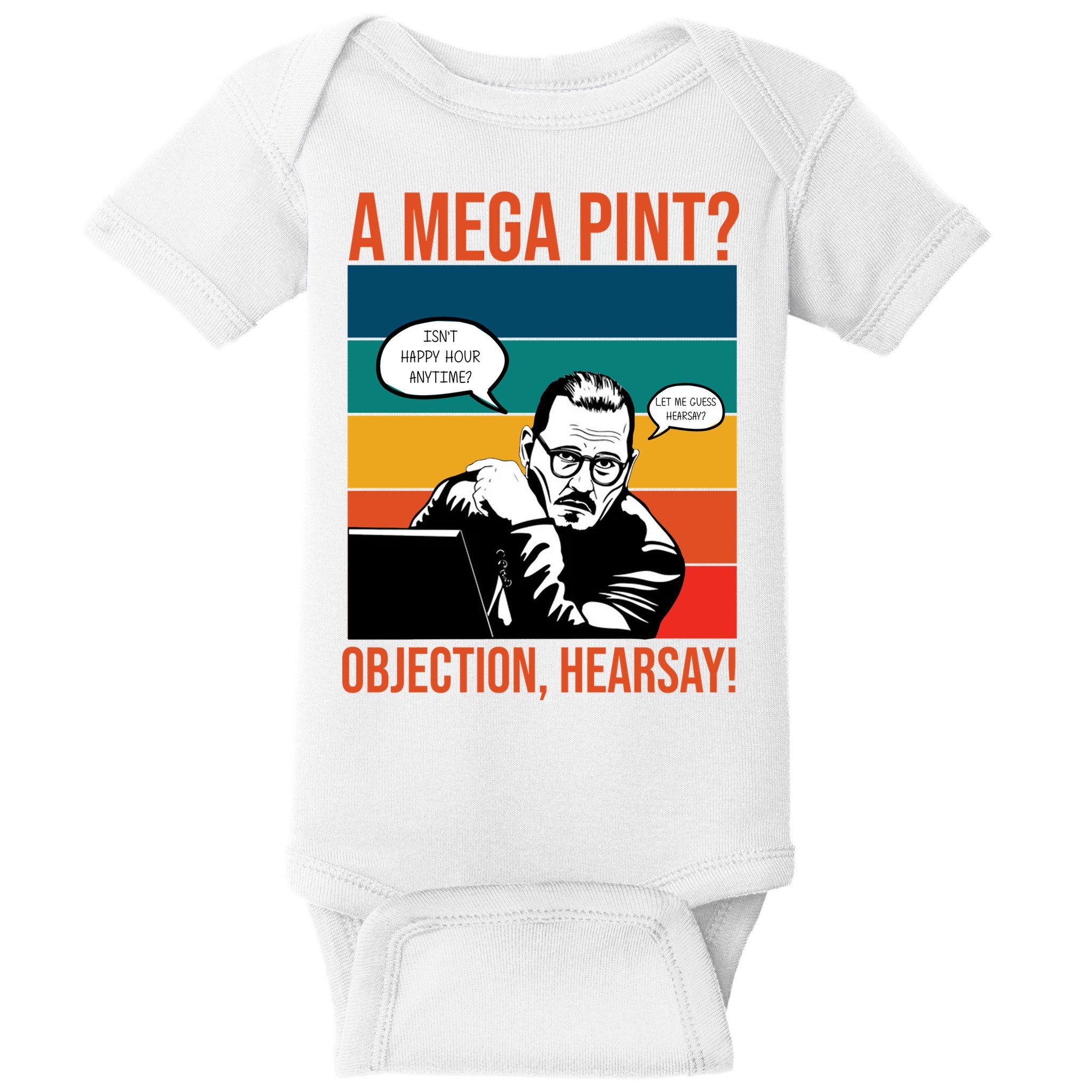 A Mega Pint Objection Hearsay Johnny Depp Retro Sunset Baby Bodysuit