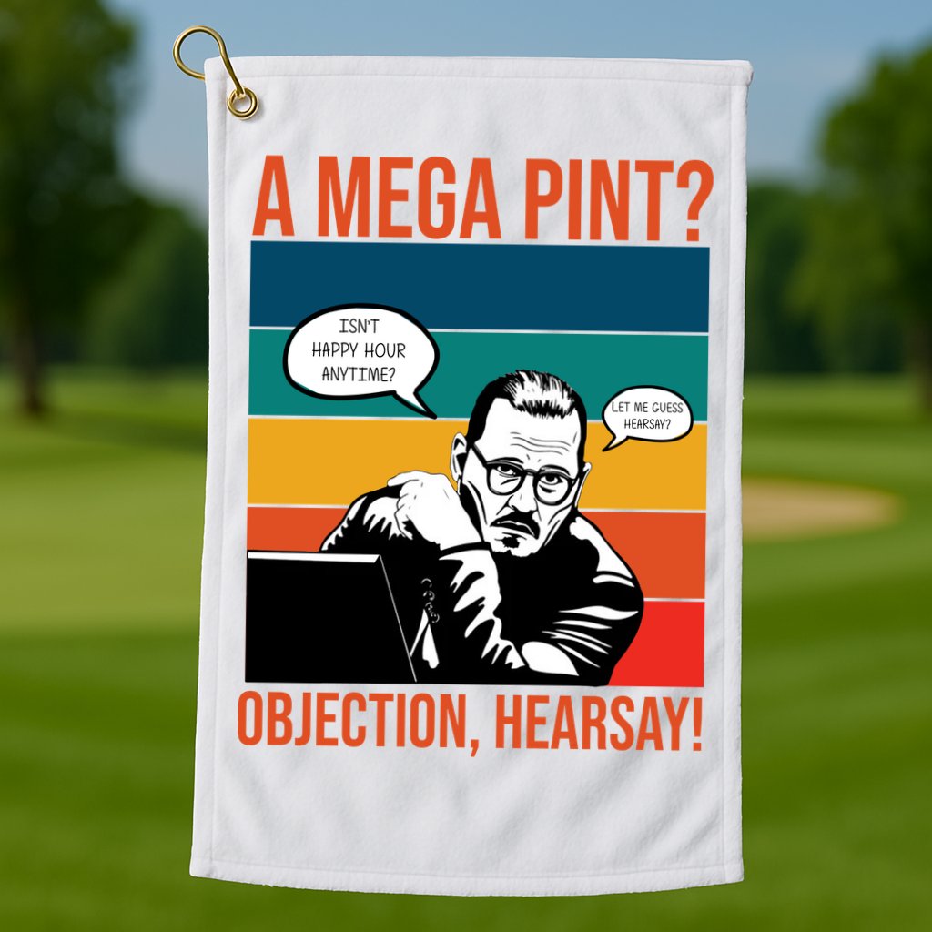 A Mega Pint Objection Hearsay Johnny Depp Retro Sunset Golf Towel