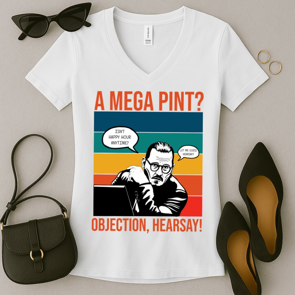 A Mega Pint Objection Hearsay Johnny Depp Retro Sunset Women's V-Neck T-Shirt