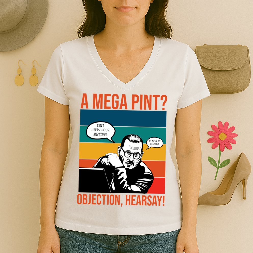 A Mega Pint Objection Hearsay Johnny Depp Retro Sunset Women's V-Neck T-Shirt