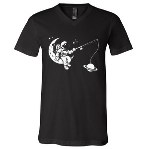 Astronaut Moon Planets Astronomy Space Ship Gift V-Neck T-Shirt