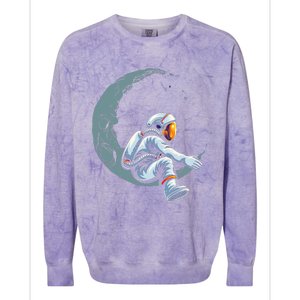 Astronaut Moon Projector Astronomy Telescope Stargazing Colorblast Crewneck Sweatshirt