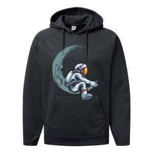 Astronaut Moon Projector Astronomy Telescope Stargazing Performance Fleece Hoodie