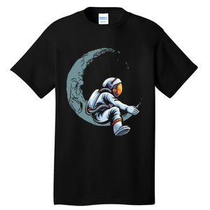 Astronaut Moon Projector Astronomy Telescope Stargazing Tall T-Shirt