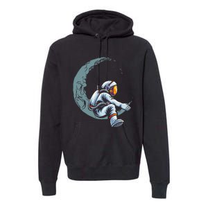 Astronaut Moon Projector Astronomy Telescope Stargazing Premium Hoodie