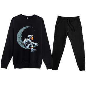 Astronaut Moon Projector Astronomy Telescope Stargazing Premium Crewneck Sweatsuit Set