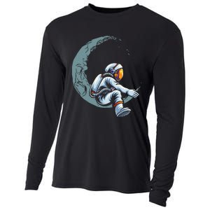 Astronaut Moon Projector Astronomy Telescope Stargazing Cooling Performance Long Sleeve Crew