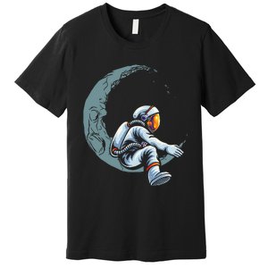 Astronaut Moon Projector Astronomy Telescope Stargazing Premium T-Shirt