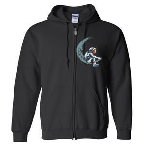 Astronaut Moon Projector Astronomy Telescope Stargazing Full Zip Hoodie