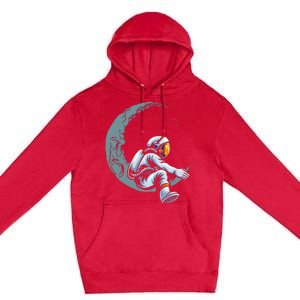 Astronaut Moon Projector Astronomy Telescope Stargazing Premium Pullover Hoodie