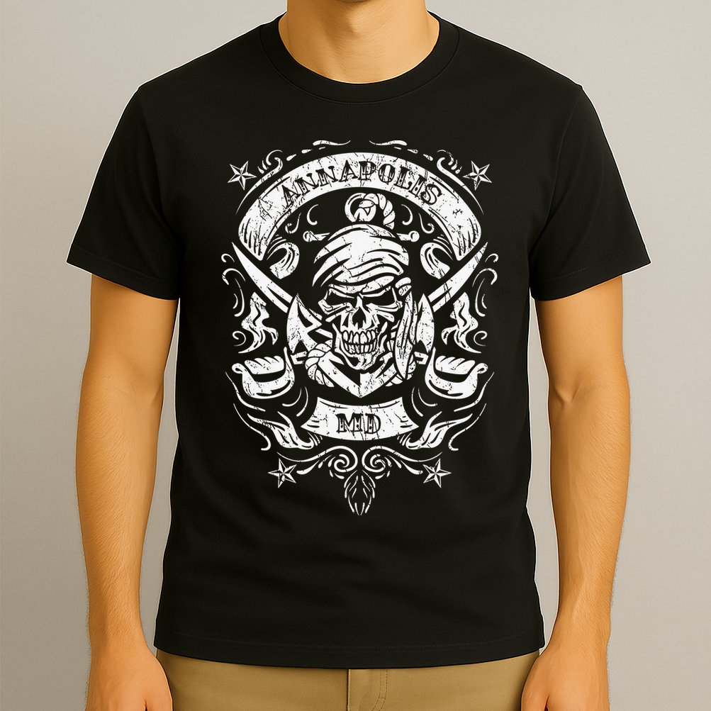 Annapolis Maryland Pirate Skull and Crossed Swords T-Shirt