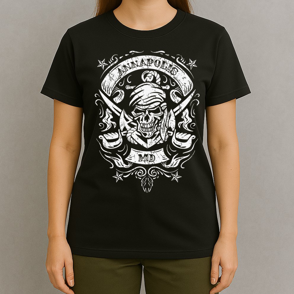 Annapolis Maryland Pirate Skull and Crossed Swords T-Shirt