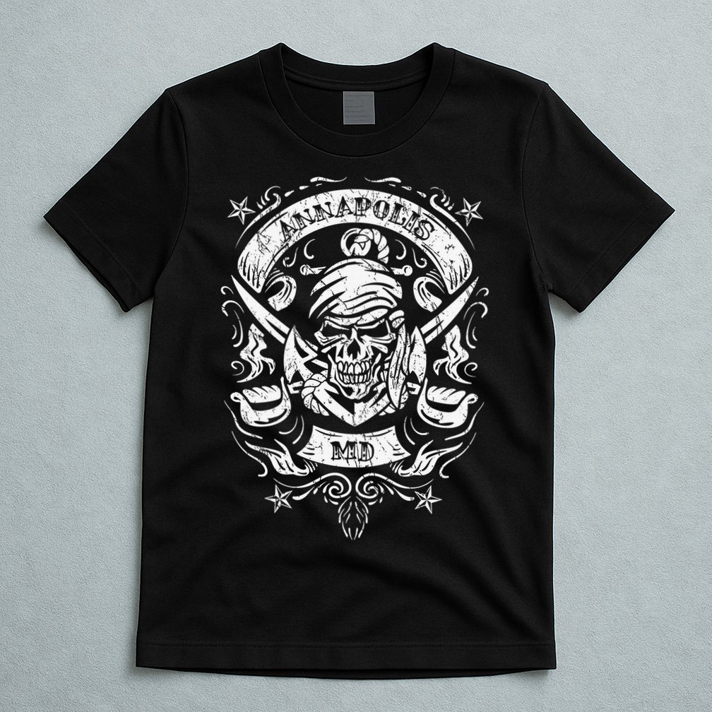 Annapolis Maryland Pirate Skull and Crossed Swords T-Shirt