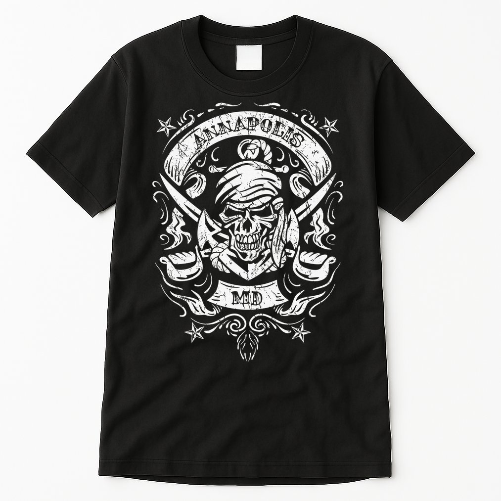Annapolis Maryland Pirate Skull and Crossed Swords Tall T-Shirt