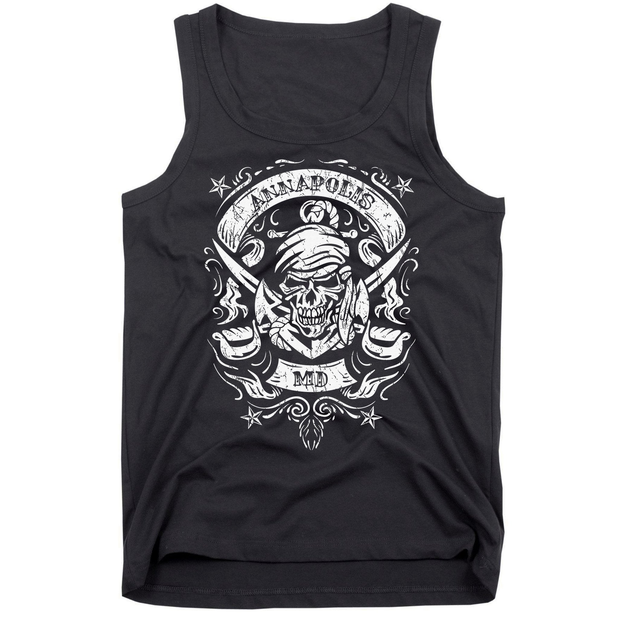 Annapolis Maryland Pirate Skull and Crossed Swords Tank Top