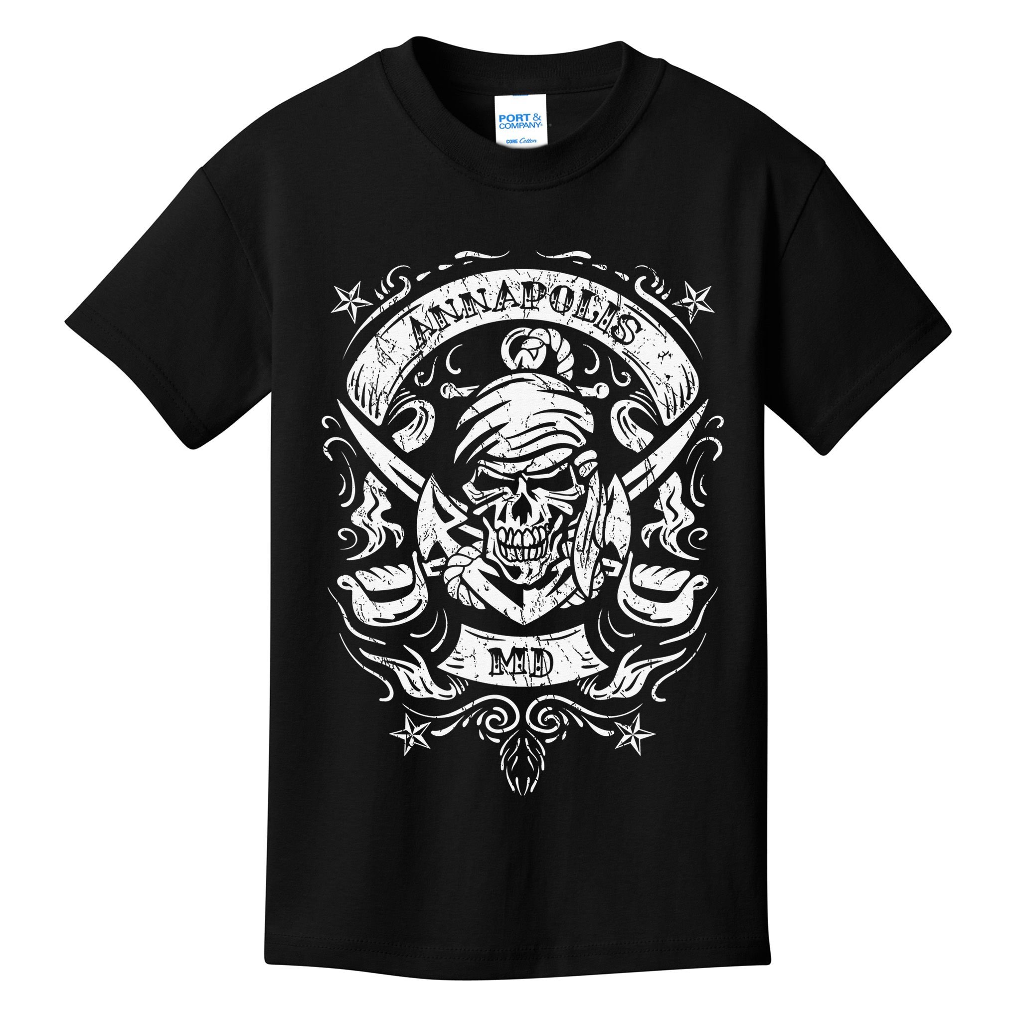 Annapolis Maryland Pirate Skull and Crossed Swords Kids T-Shirt
