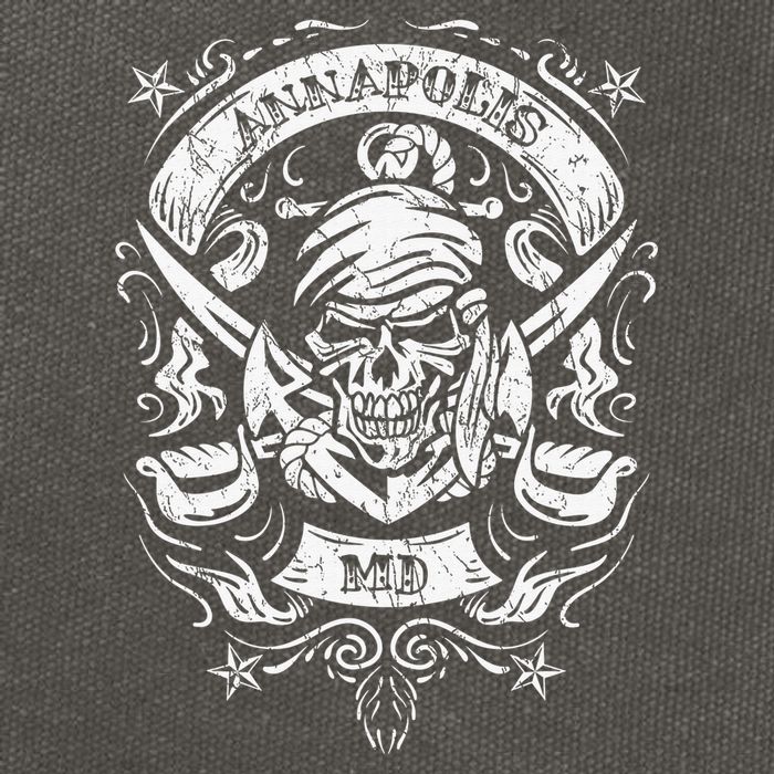 Annapolis Maryland Pirate Skull and Crossed Swords Cotton Canvas Backpack