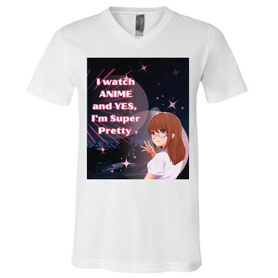 Anime & Manga Pretty Watch Anime Pink V-Neck T-Shirt