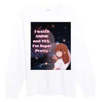 Anime & Manga Pretty Watch Anime Pink Premium Crewneck Sweatshirt