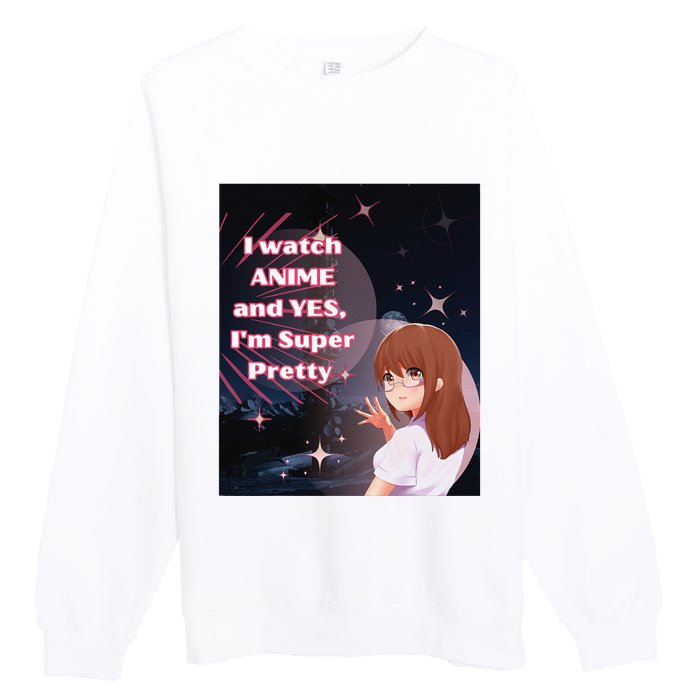 Anime & Manga Pretty Watch Anime Pink Premium Crewneck Sweatshirt