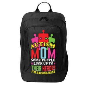 Autism Mom Proud Mama Puzzle April Blue Autism Awareness Gift City Backpack