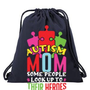 Autism Mom Proud Mama Puzzle April Blue Autism Awareness Gift Drawstring Bag