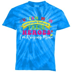 Autism Mom Proud Mama Puzzle Raising Autism Awareness Great Gift Kids Tie-Dye T-Shirt