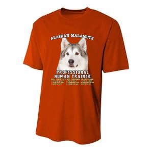 Alaskan Malamute Professional Human Trainer Cute Dog Youth Performance Sprint T-Shirt