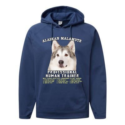 Alaskan Malamute Professional Human Trainer Cute Dog Performance Fleece Hoodie