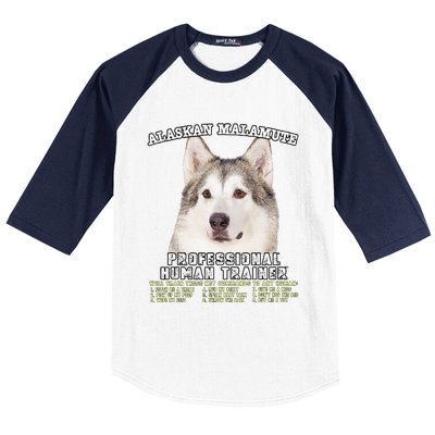 Alaskan Malamute Professional Human Trainer Cute Dog Baseball Sleeve Shirt