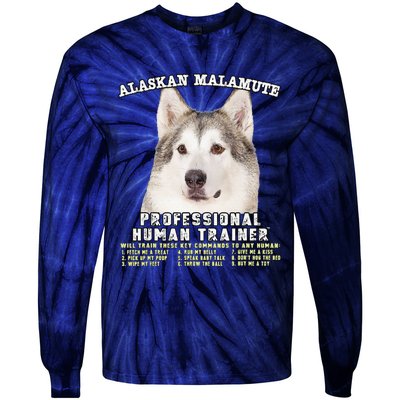 Alaskan Malamute Professional Human Trainer Cute Dog Tie-Dye Long Sleeve Shirt