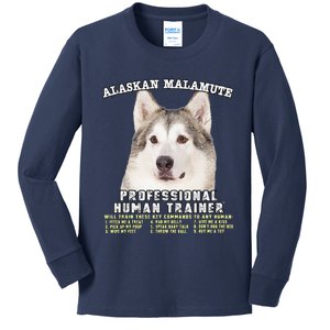 Alaskan Malamute Professional Human Trainer Cute Dog Kids Long Sleeve Shirt