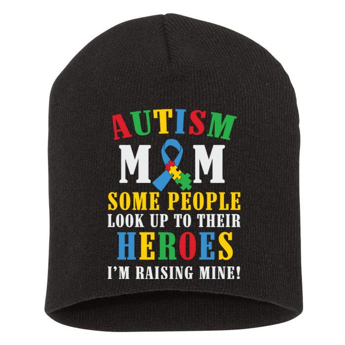 Autism Mom Puzzle Ribbon Son Mother's Day Autism Awareness Short Acrylic Beanie