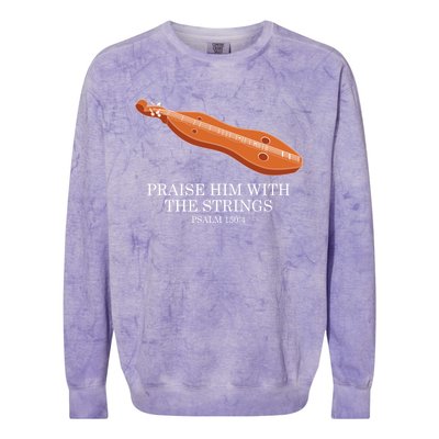 Appalachian Music Praise Him With The Strings Dulcimer Colorblast Crewneck Sweatshirt