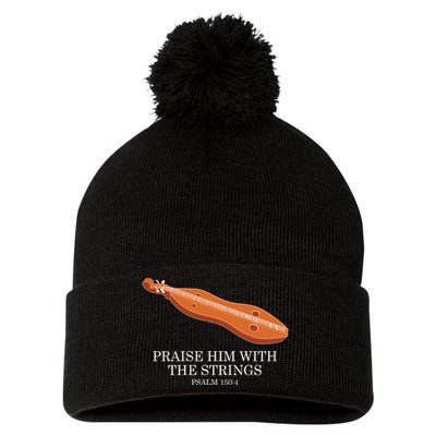 Appalachian Music Praise Him With The Strings Dulcimer Pom Pom 12in Knit Beanie